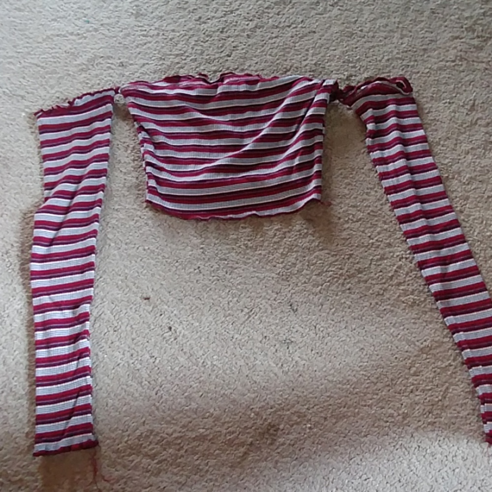 Red white & blue crop shirt